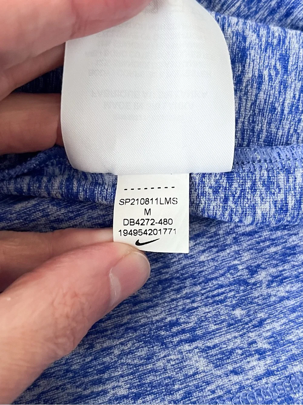 Nike Dri-Fit Running Long Sleeve Shirt Crewneck Thumbholes Size Medium Blue